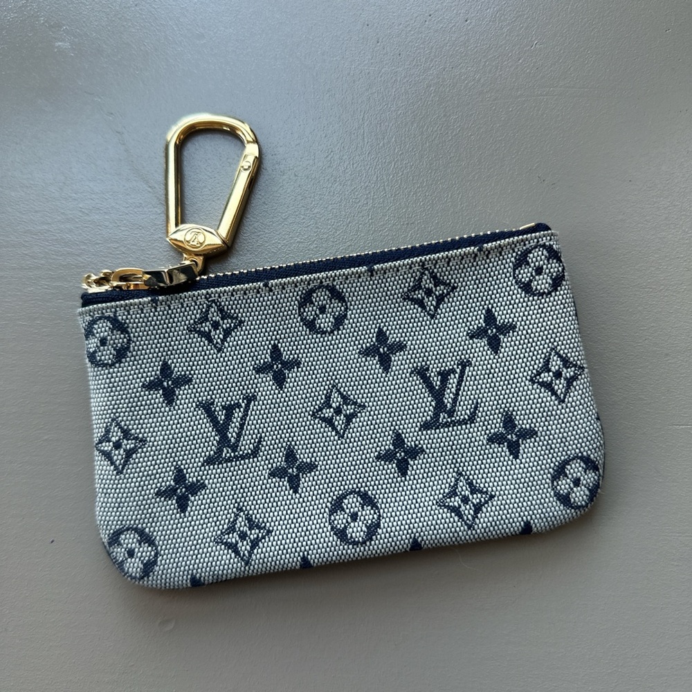 Louis Vuitton Blue denim Monogram Mini Lin Key Holder